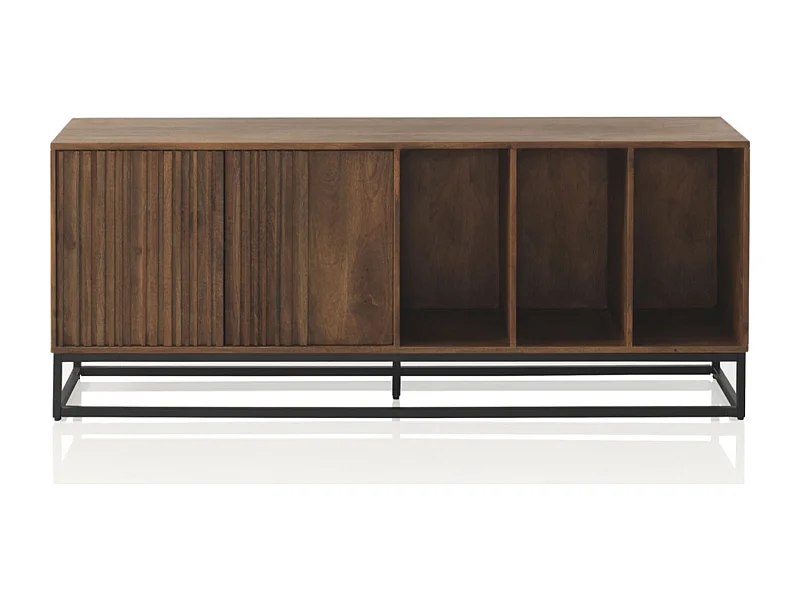 Credenza bassa in legno massiccio di mango e base in metallo