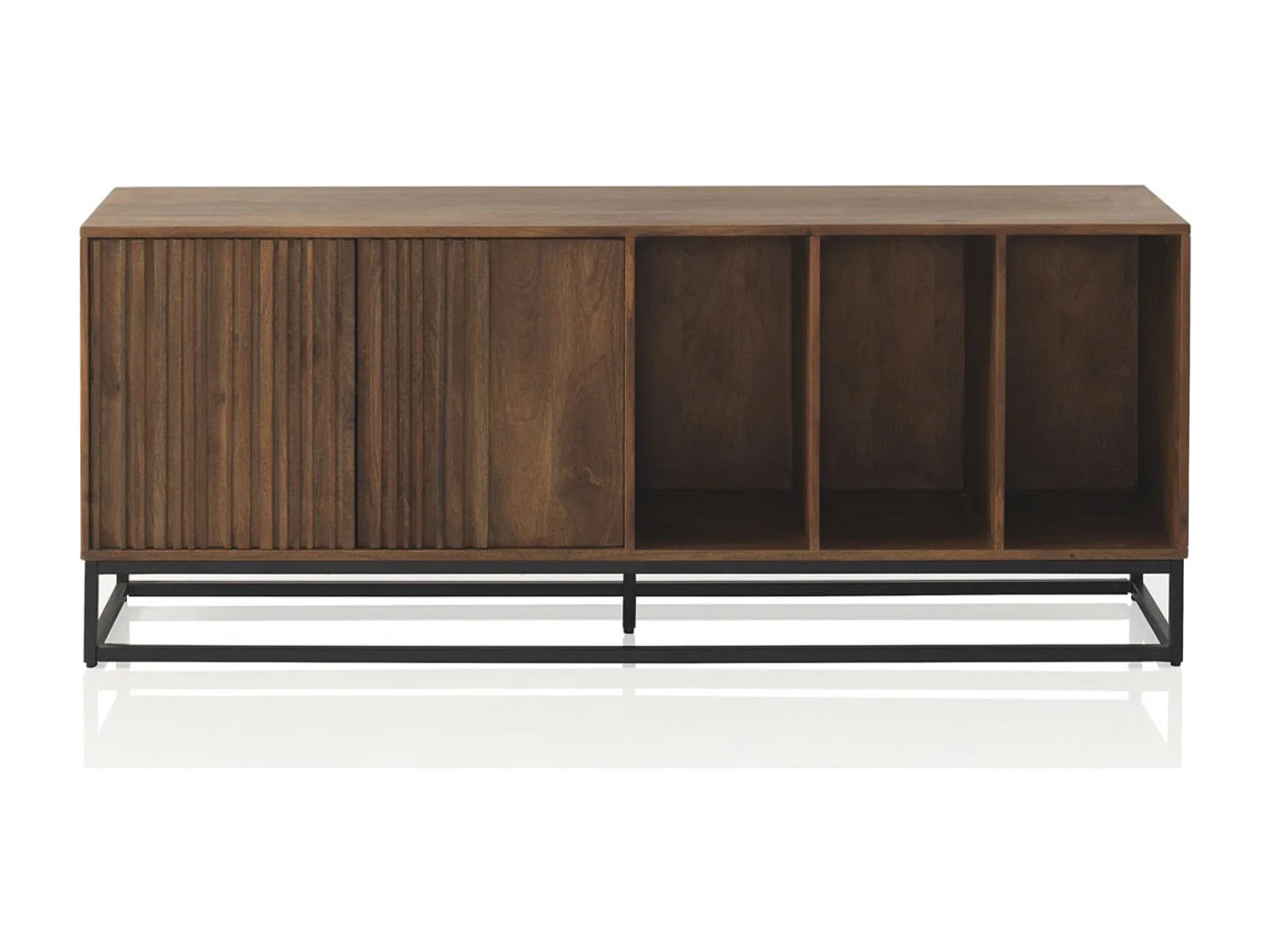 Credenza bassa in legno massiccio di mango e base in metallo