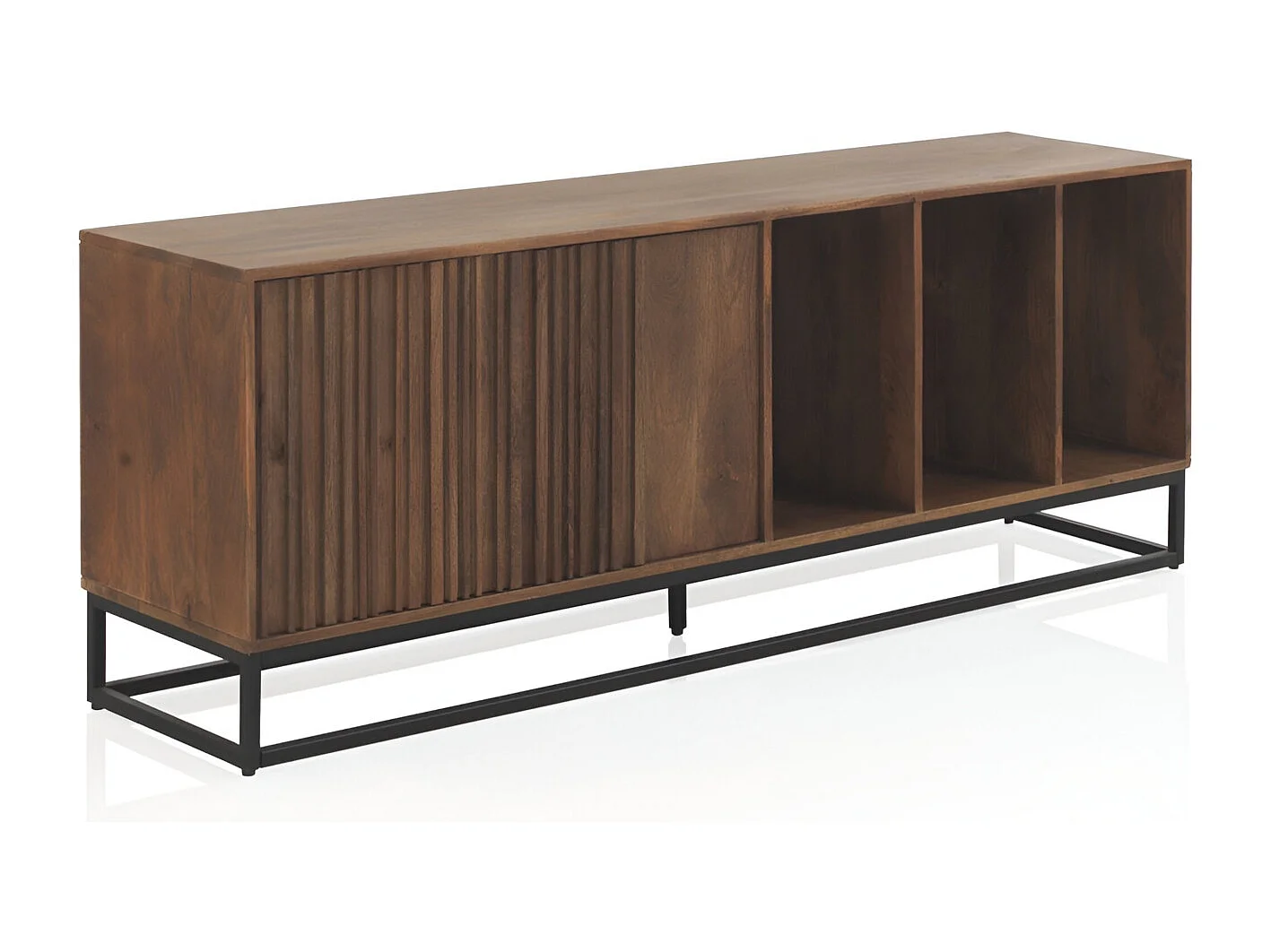 Credenza bassa in legno massiccio di mango e base in metallo