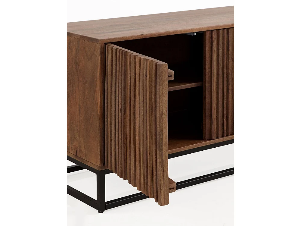 Credenza bassa in legno massiccio di mango e base in metallo