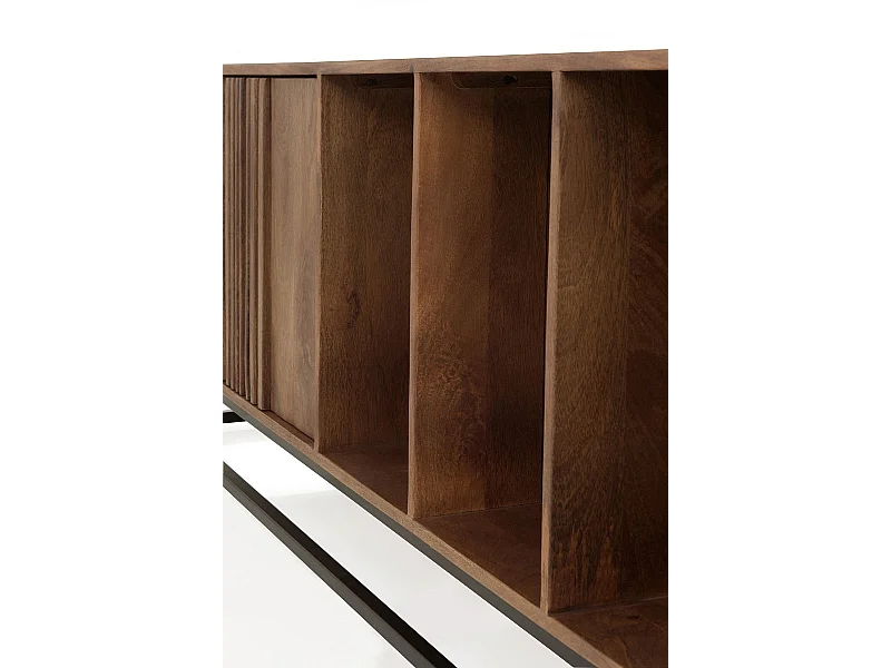 Credenza bassa in legno massiccio di mango e base in metallo