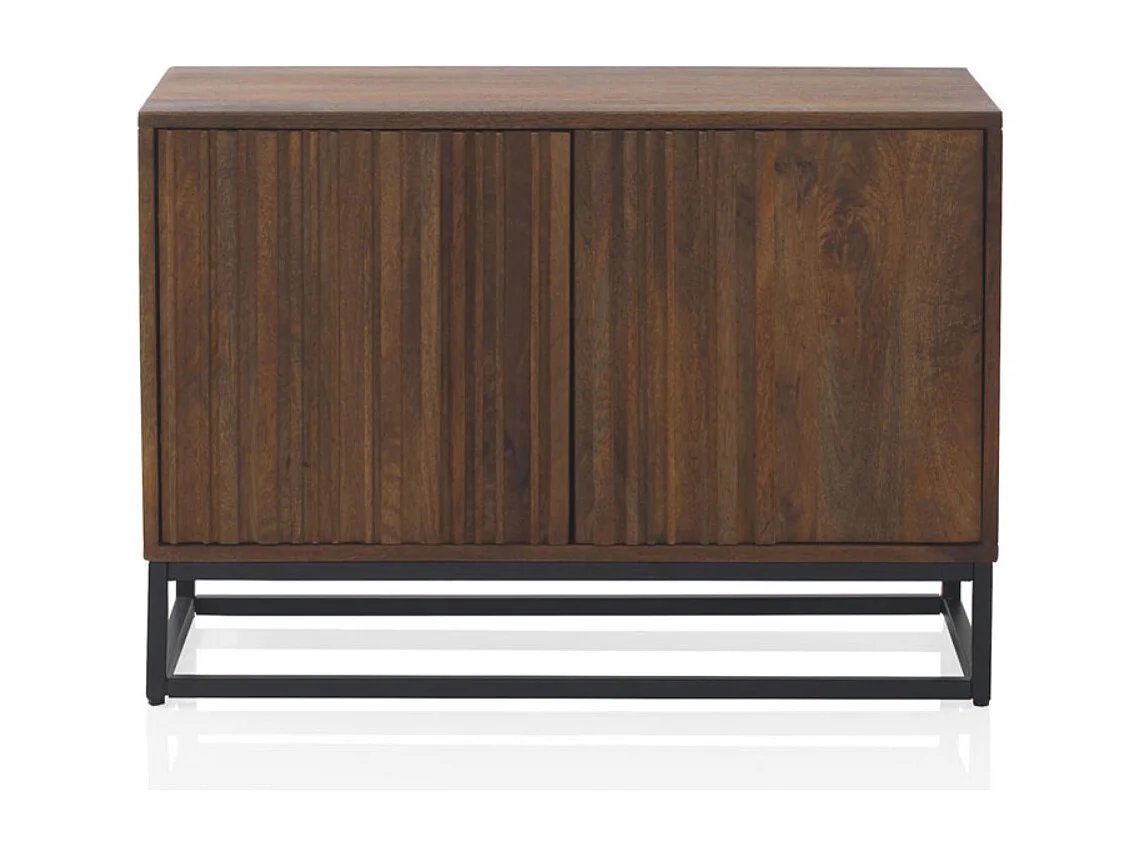 Piccola credenza in legno massiccio di mango e base in metallo