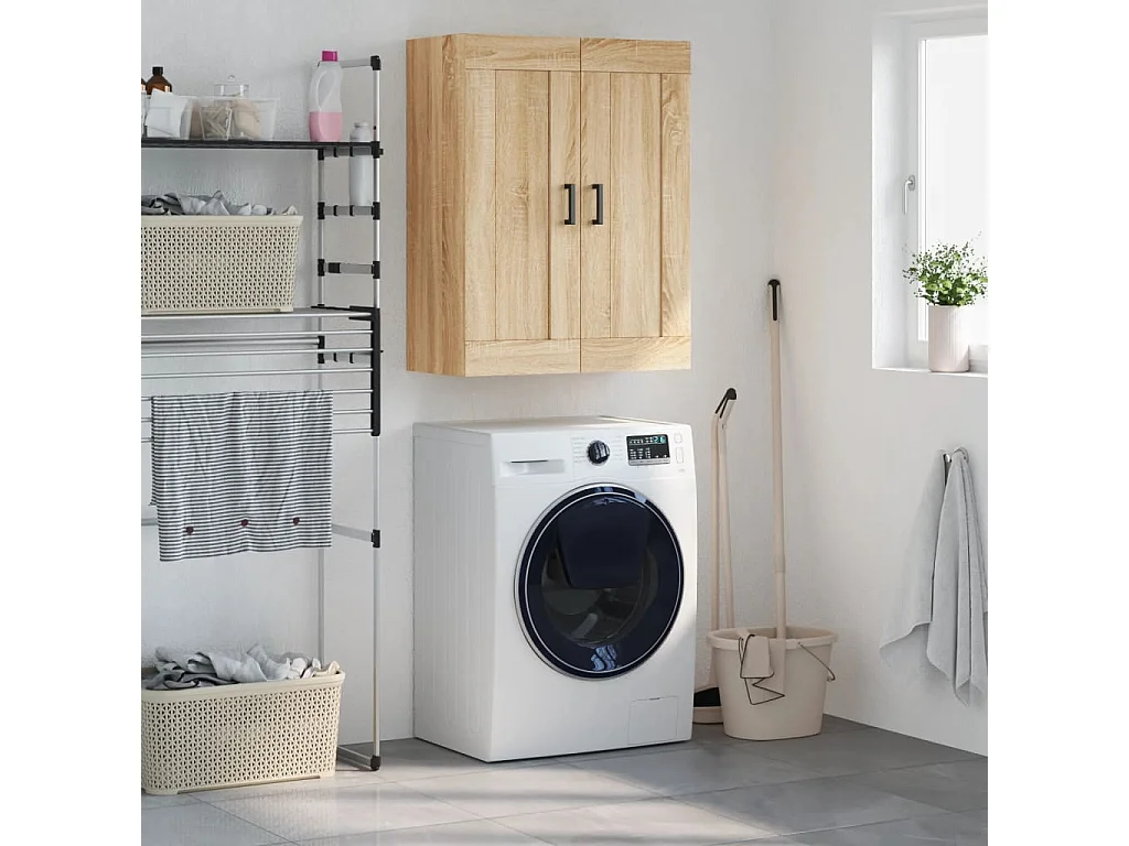 Wandkast 69,5x34x90 cm bewerkt hout sonoma eikenkleurig