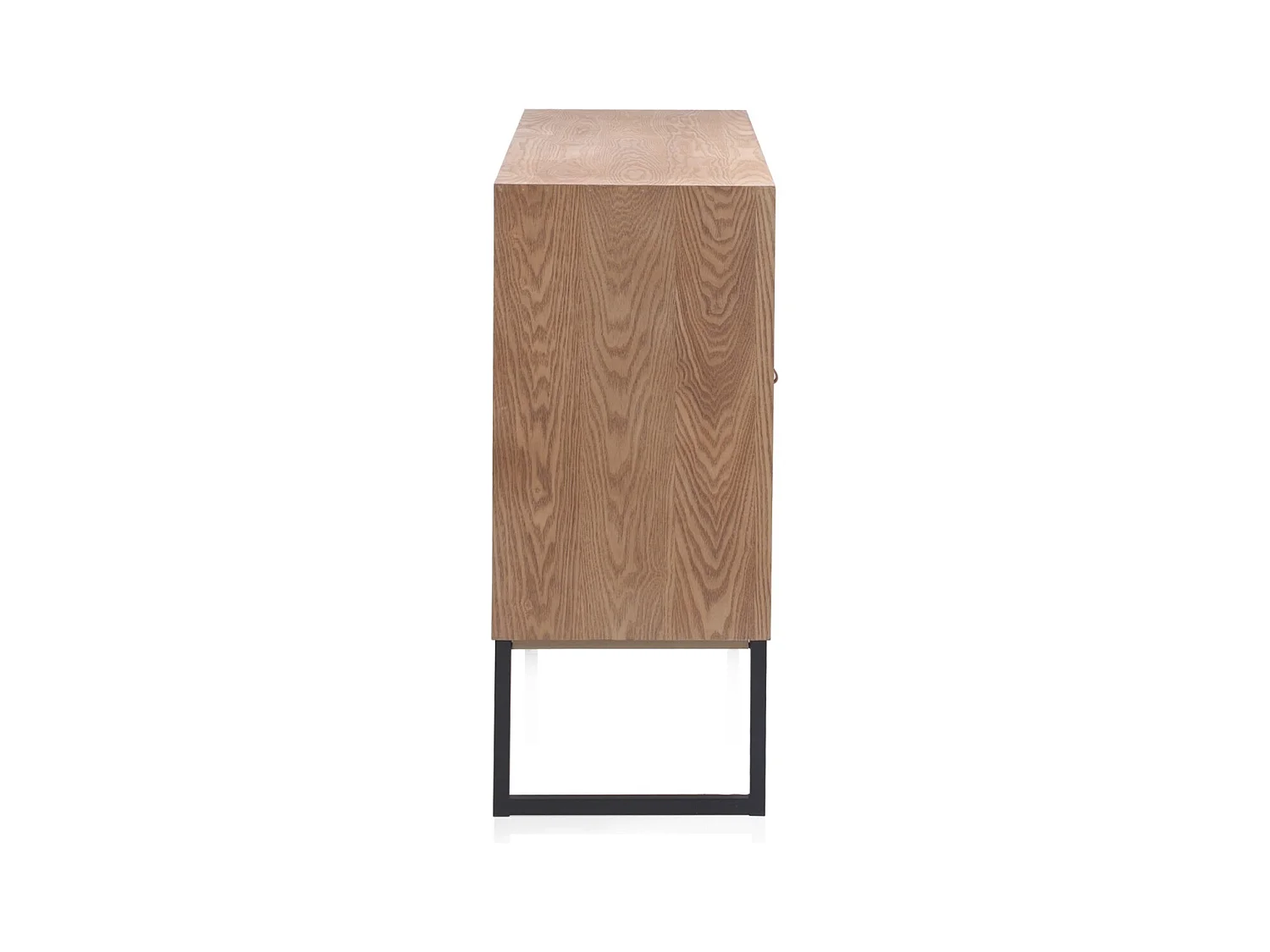 Credenza impiallacciata in frassino con frontali in legno riciclato
