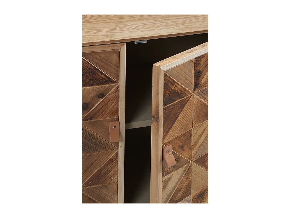 Credenza impiallacciata in frassino con frontali in legno riciclato