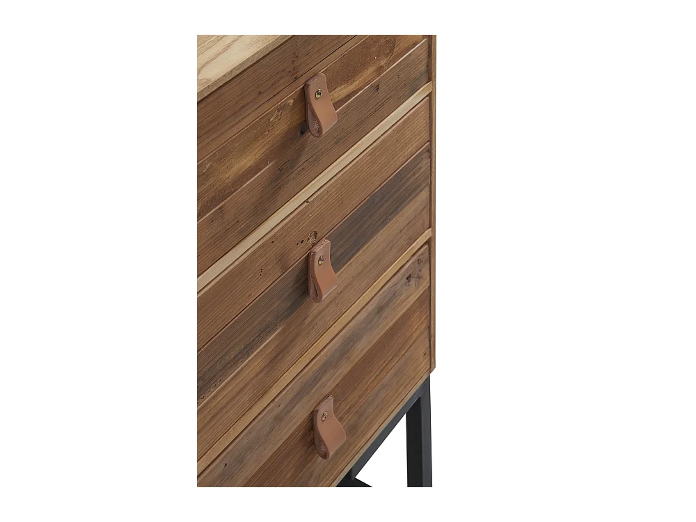 Credenza impiallacciata in frassino con frontali in legno riciclato