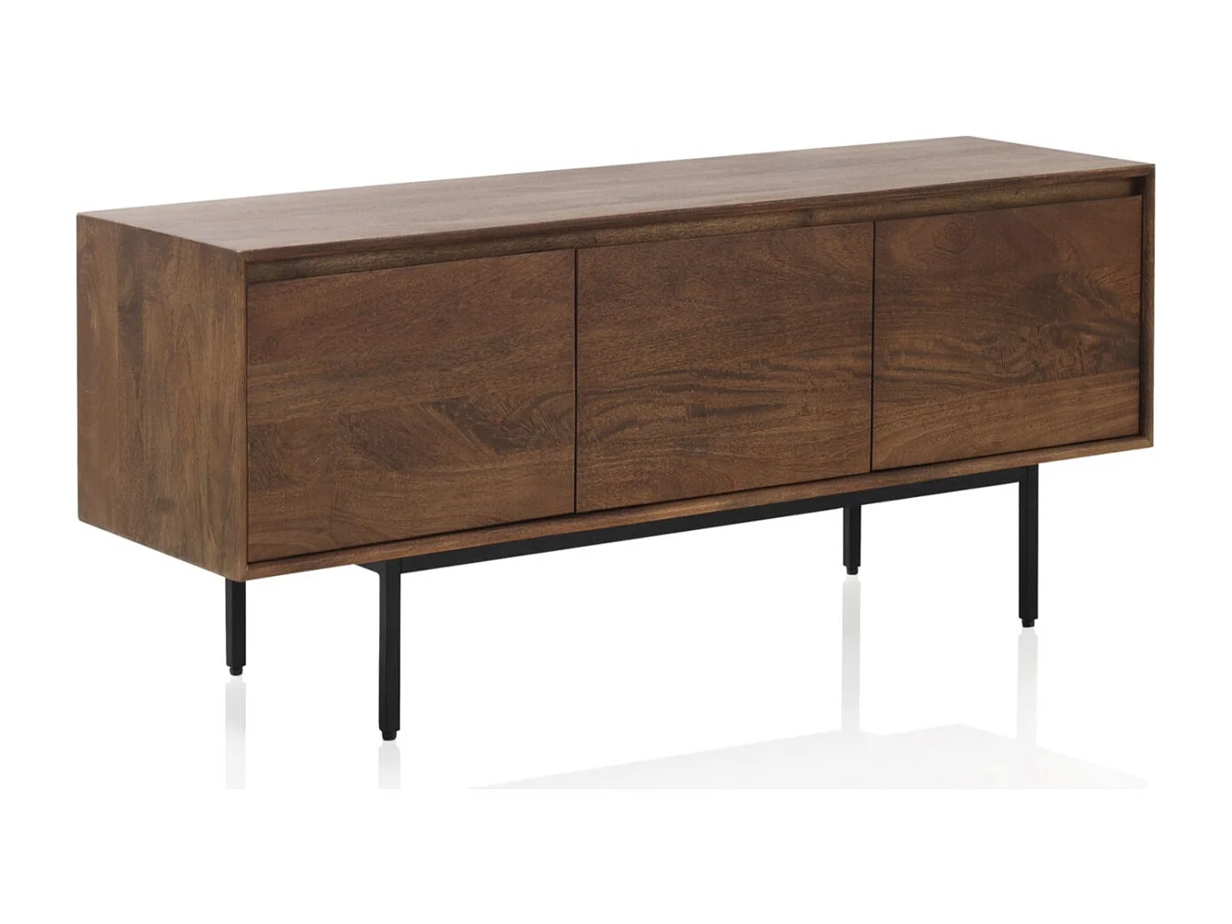 Credenza a 3 ante in legno massiccio di mango e base in metallo