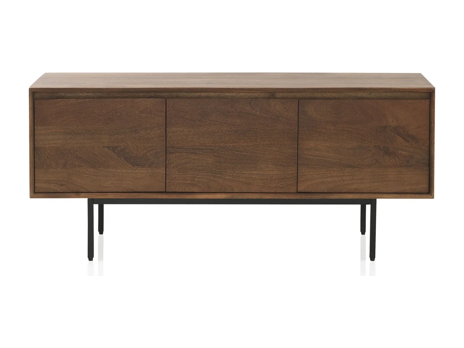Credenza a 3 ante in legno massiccio di mango e base in metallo