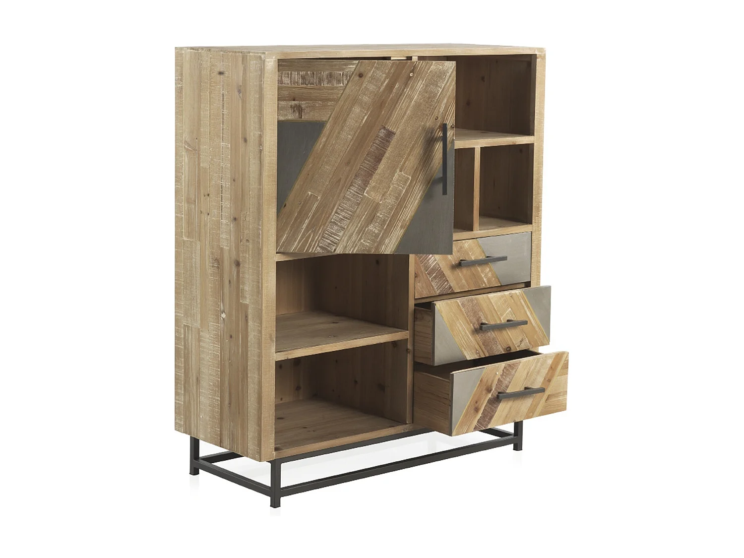 Aparador de madera de abeto con base metálica