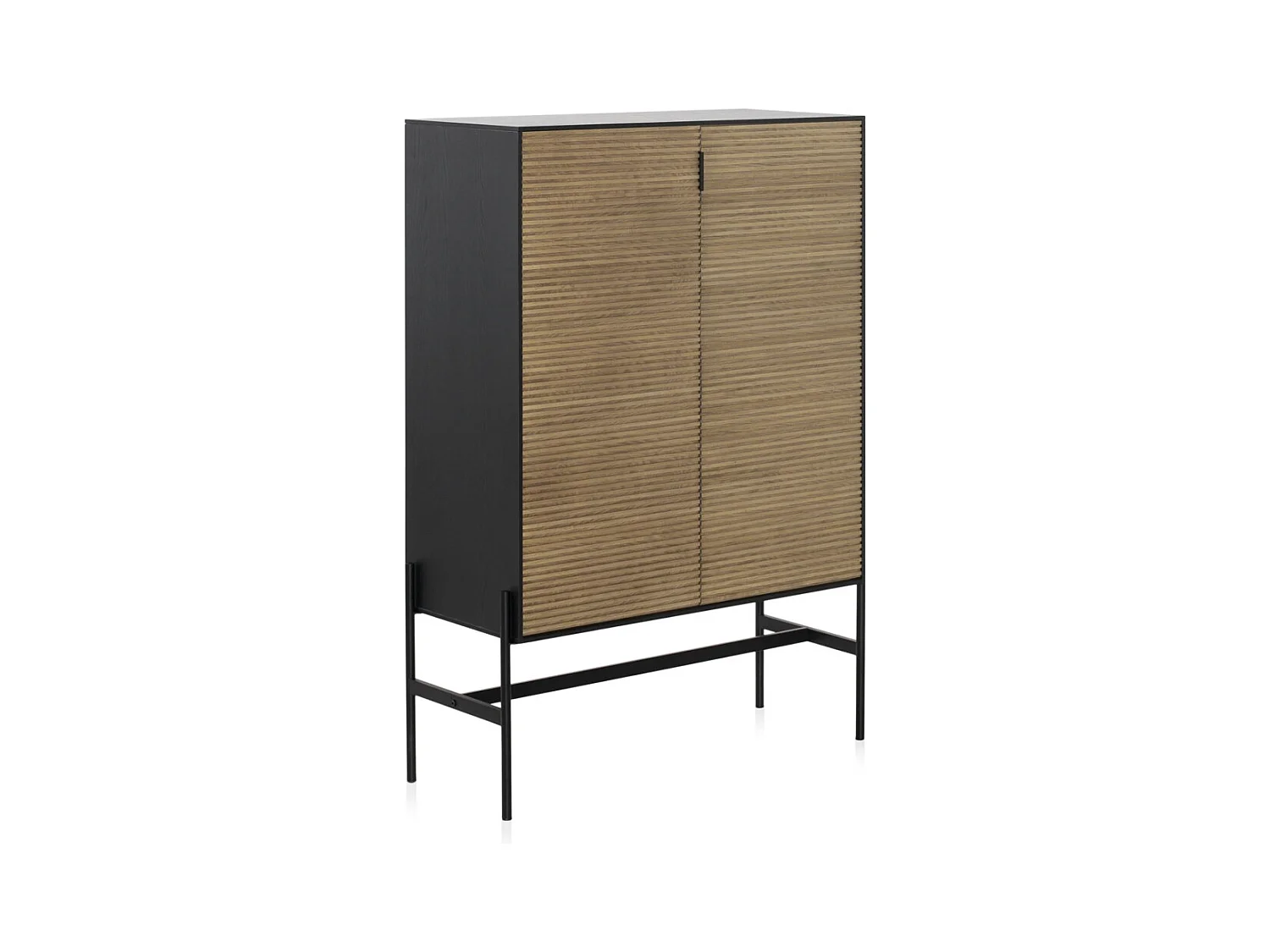 Buffet plaqué en frêne noir avec portes naturelles