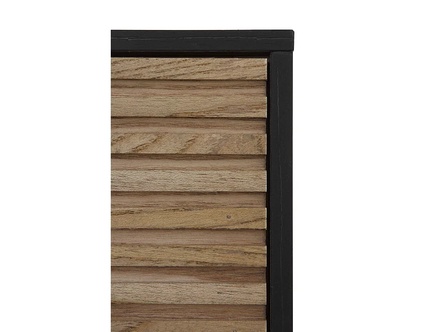 Vitrine plaquée en bois de frêne noir avec portes naturelles