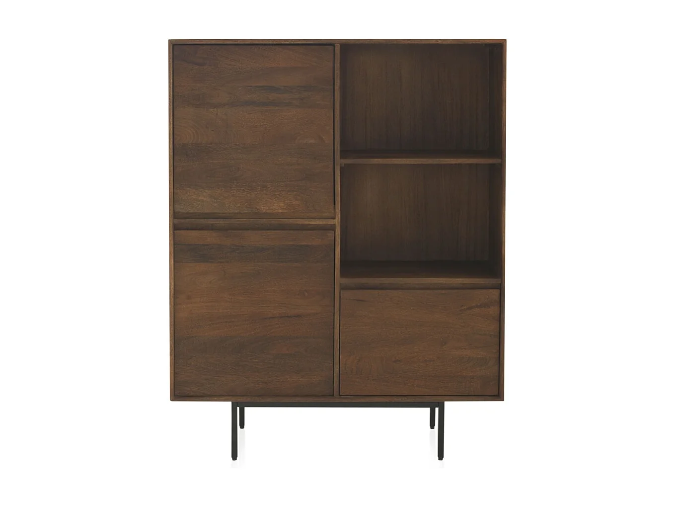 Buffet haut en bois de manguier massif avec base en métal