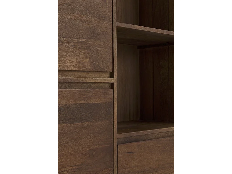 Buffet haut en bois massif de manguier et base métallique