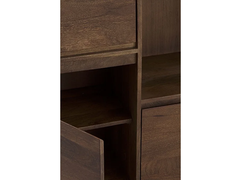 Buffet haut en bois massif de manguier et base métallique