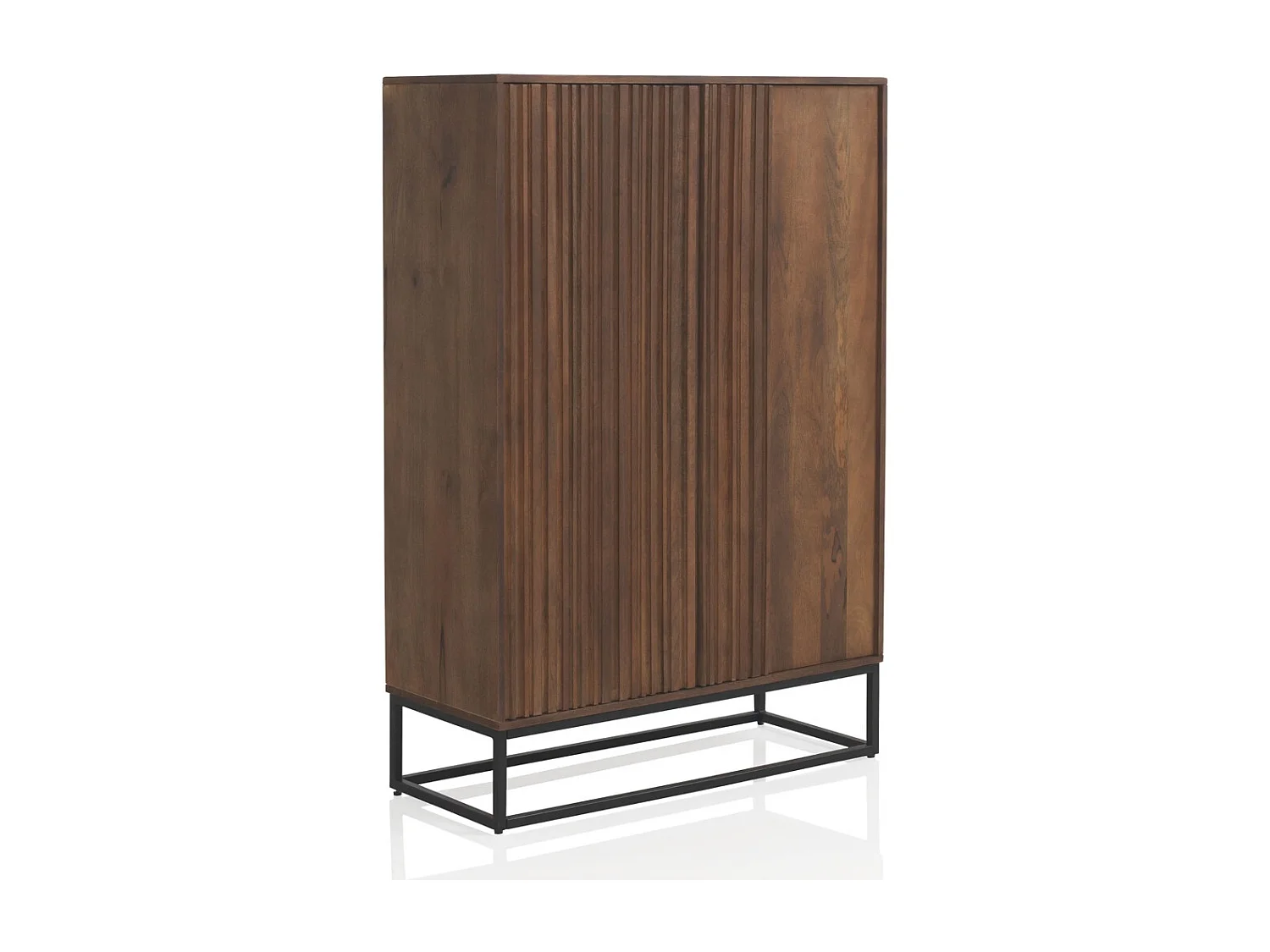 Credenza alta in legno di mango massiccio con base in metallo