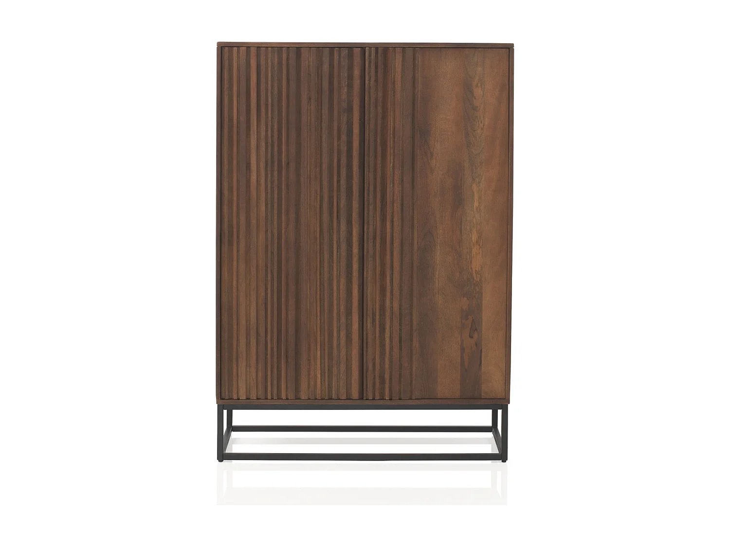Credenza alta in legno di mango massiccio con base in metallo