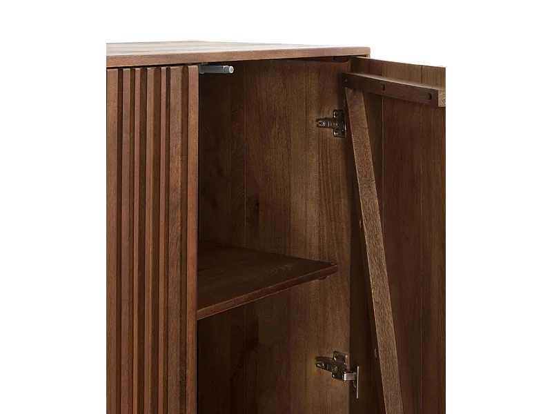 Credenza alta in legno di mango massiccio con base in metallo