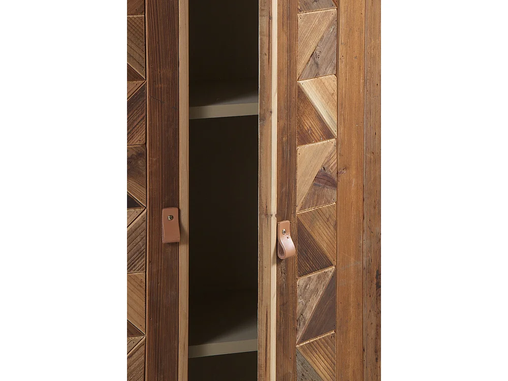 Eschenfurnierte Vitrine mit Fronten aus recyceltem Holz