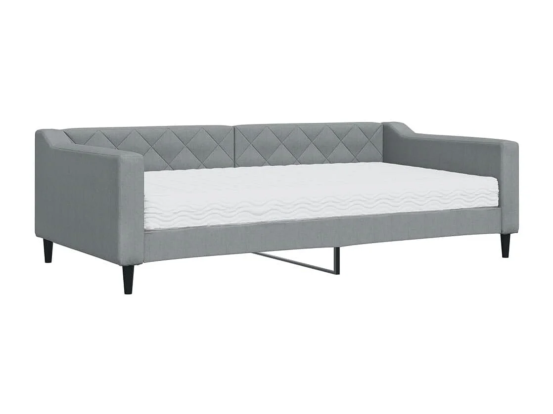 Lit de jour avec matelas gris clair 100x200 cm tissu