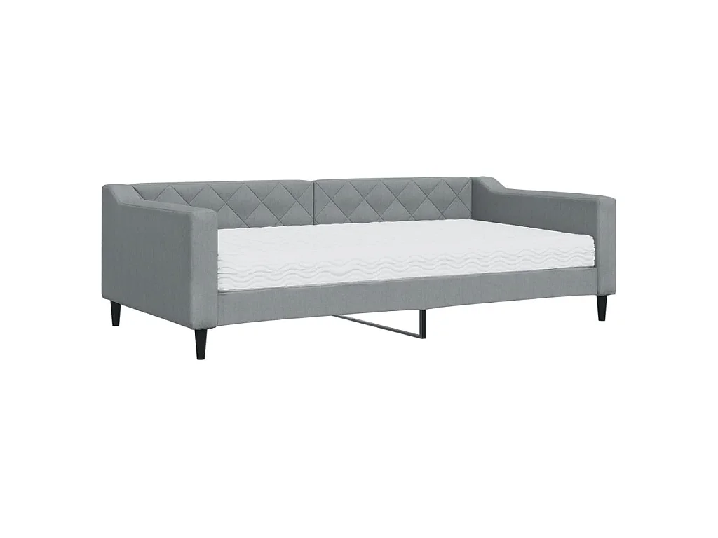 Tagesbett mit Matratze Hellgrau 100x200 cm Stoff