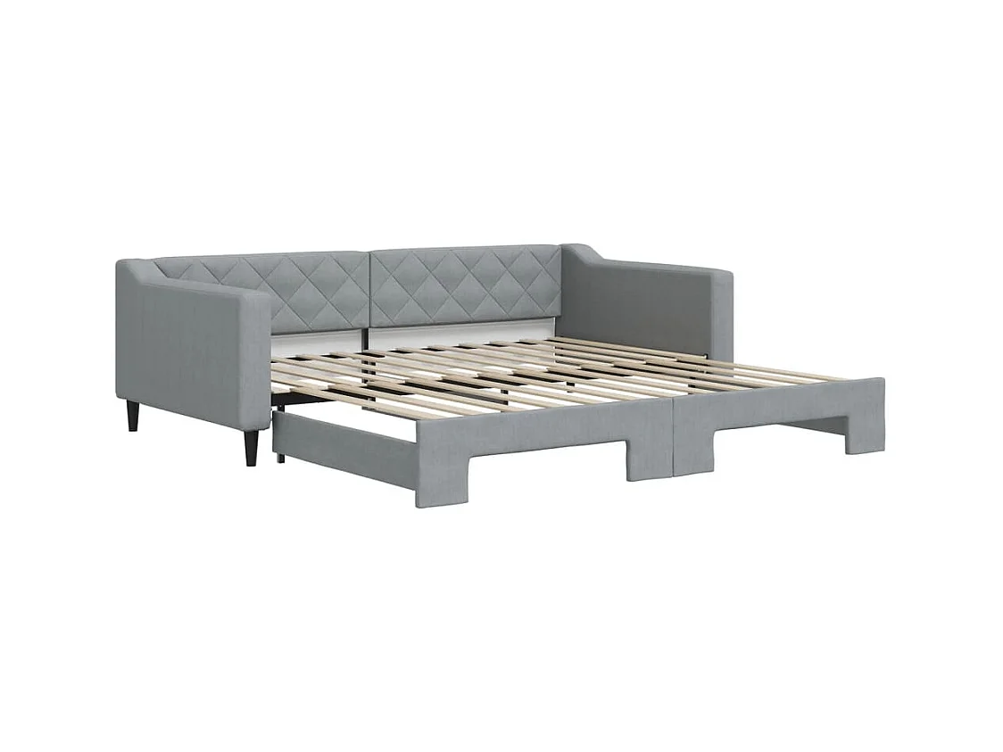 Lit de jour avec gigogne sans matelas gris clair 100x200 cm