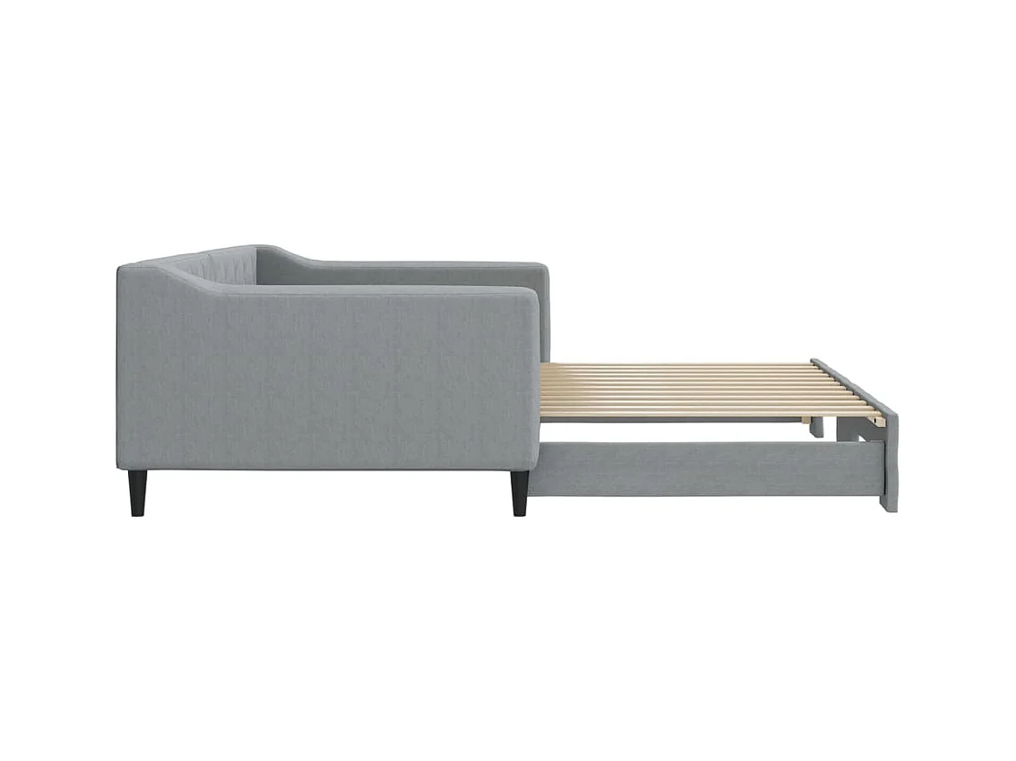 Lit de jour avec gigogne sans matelas gris clair 100x200 cm
