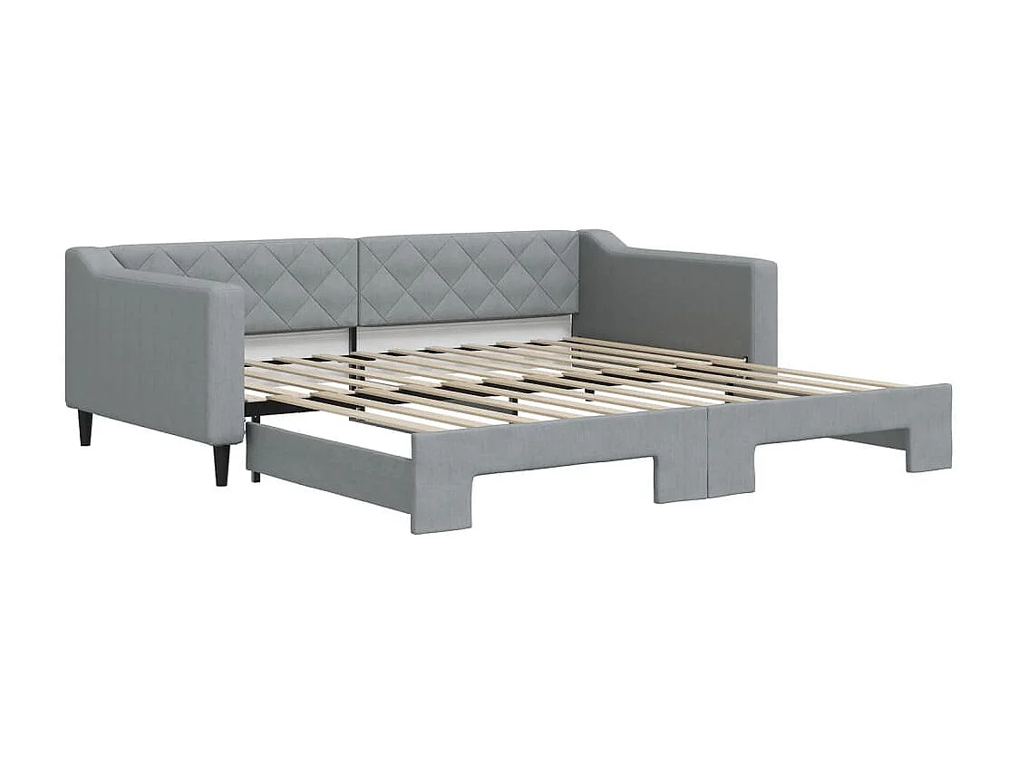 Lit de jour avec gigogne sans matelas gris clair 100x200 cm