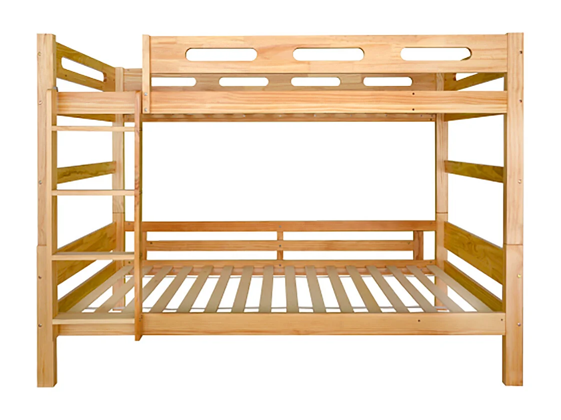 Lit superposé Lit enfants et adolescents divisé en 2 Lit cabane 90x200cm Naturel