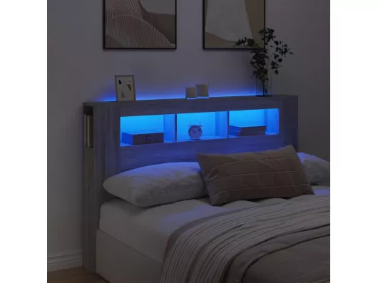 Kauf Unique LED-Kopfteil Grau Sonoma 160x18,5x103,5 cm Holzwerkstoff