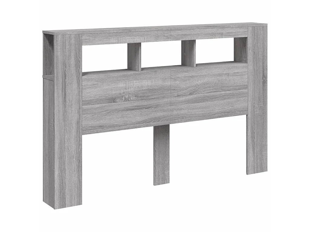 LED-Kopfteil Grau Sonoma 160x18,5x103,5 cm Holzwerkstoff