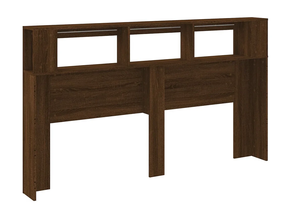 Hoofdeinde met LED 180x18,5x103,5 cm bewerkt hout bruineiken