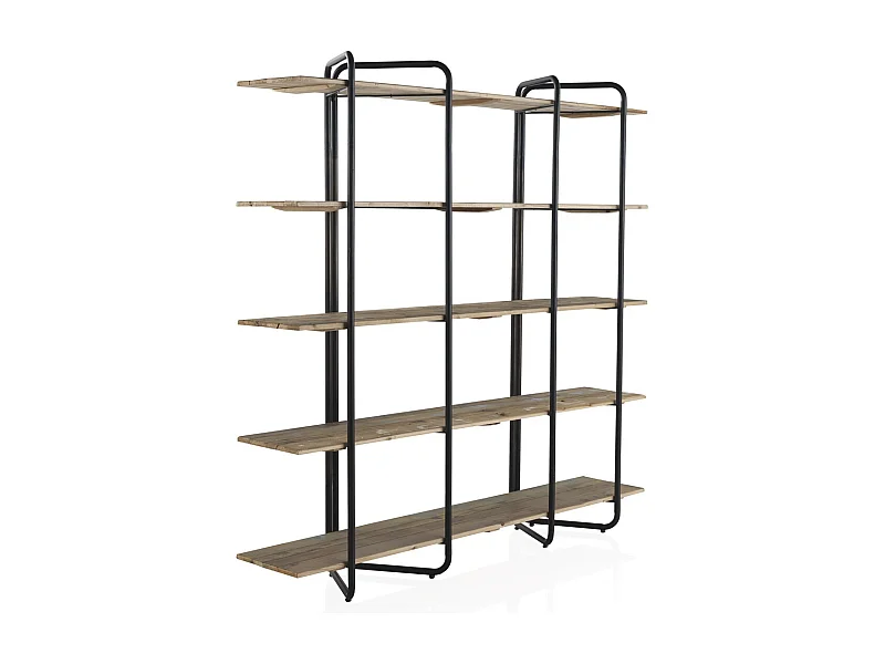 Estantería de madera de abeto y estructura metálica