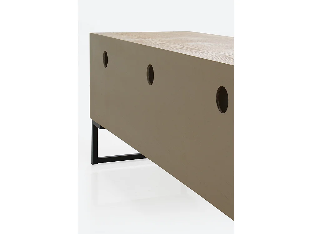 TV-Schrank aus furniertem Eschenholz mit Fronten aus recyceltem Holz