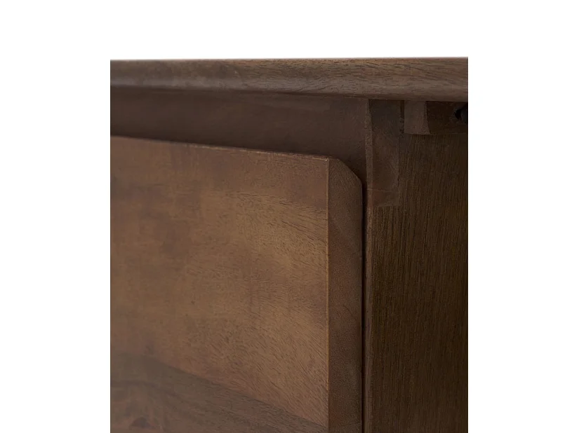 TV-Ständer mit 3 Türen aus massivem Mangoholz und Metallsockel