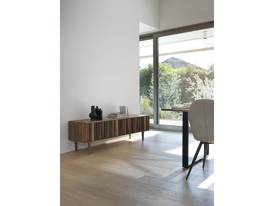 Mueble TV 3 puertas multicolor de madera maciza de acacia