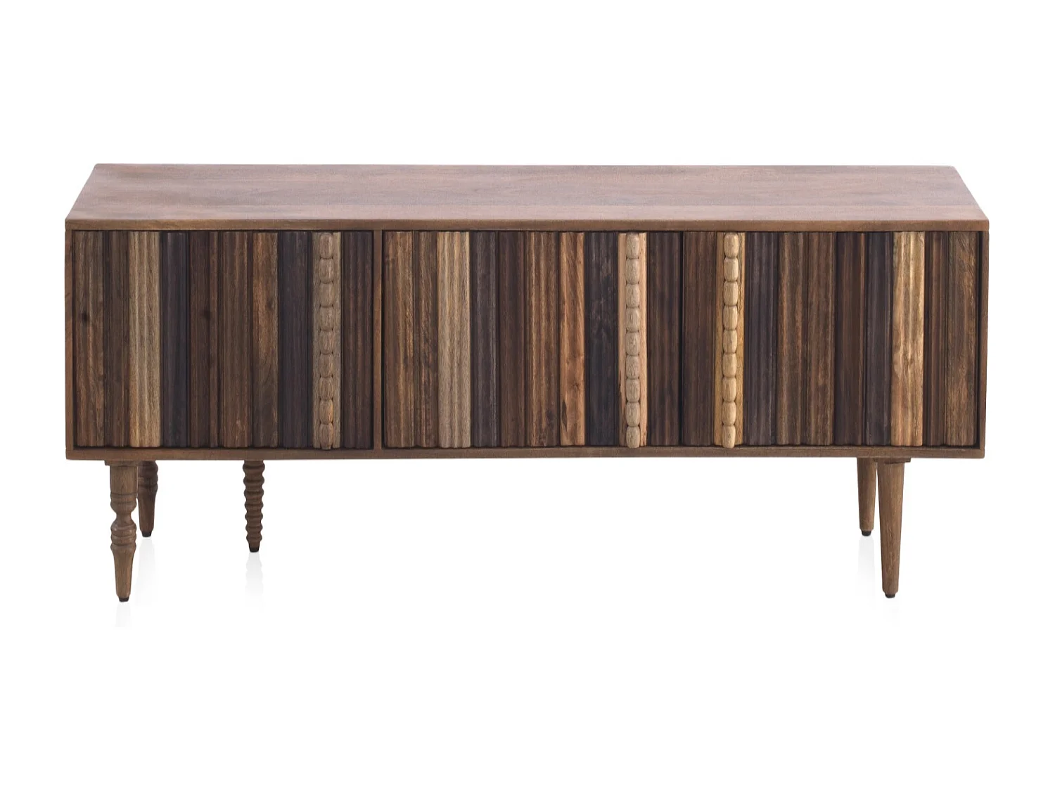 Meuble TV à 3 portes multicolores en bois massif d'acacia