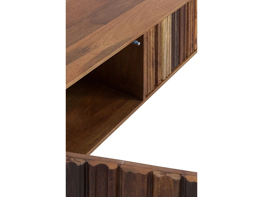 Meuble TV à 3 portes multicolores en bois massif d'acacia