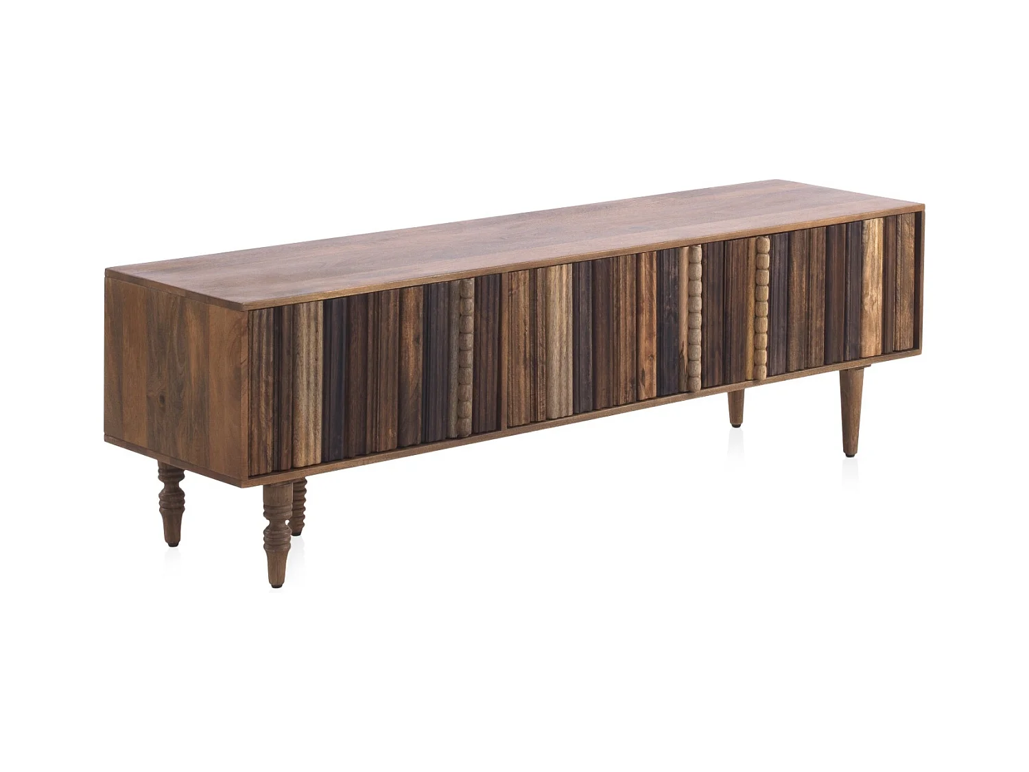 Meuble TV 3 portes multicolores en acacia massif
