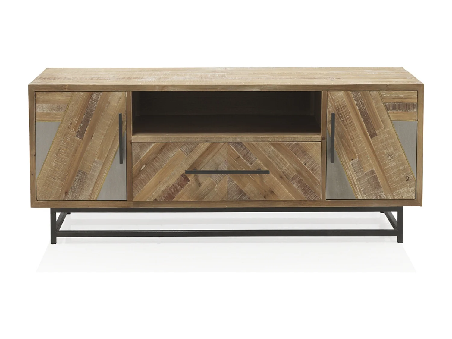 Mueble TV de madera de abeto con base metálica