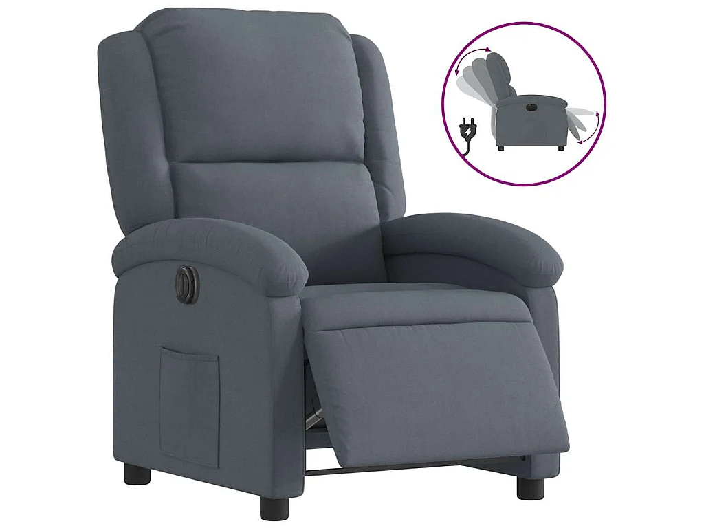 Fauteuil inclinable électrique Gris foncé Velours