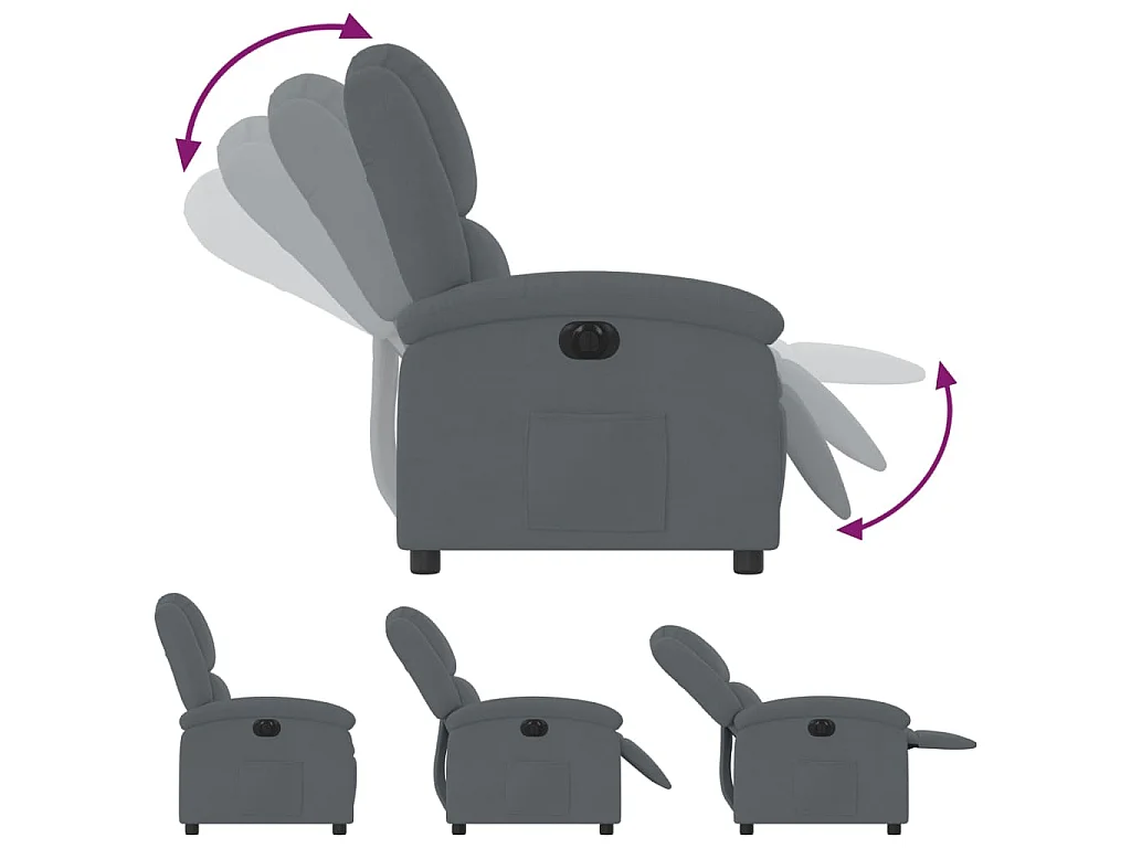 Fauteuil inclinable électrique Gris foncé Velours