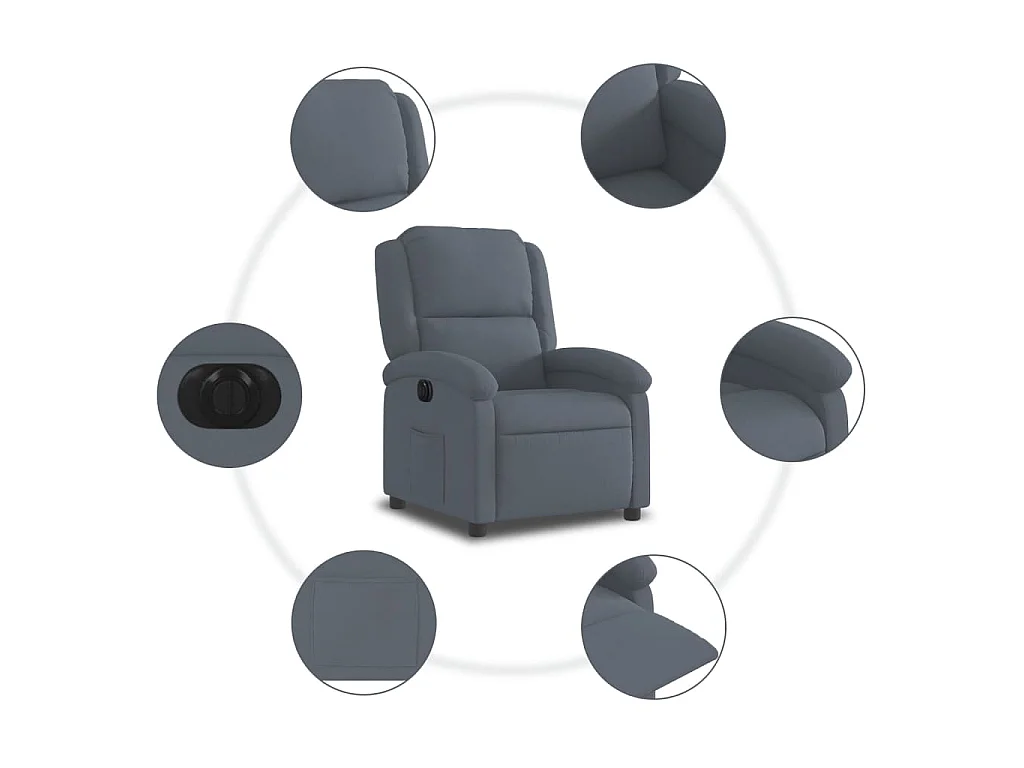 Fauteuil inclinable électrique Gris foncé Velours