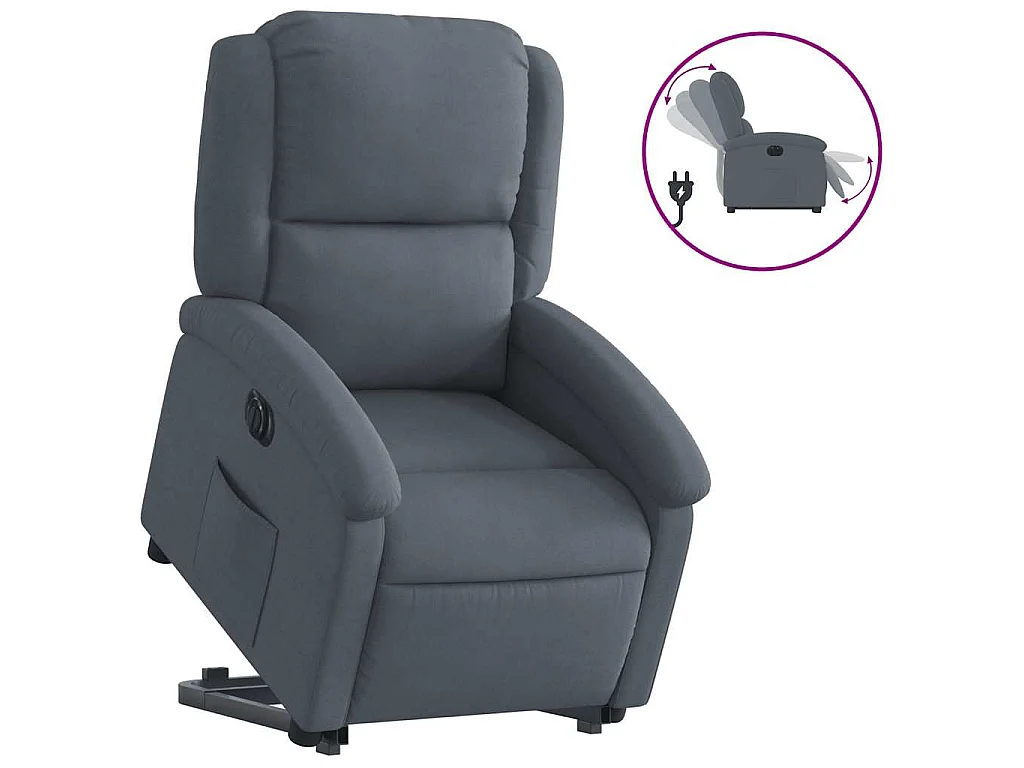 Fauteuil inclinable électrique gris foncé velours