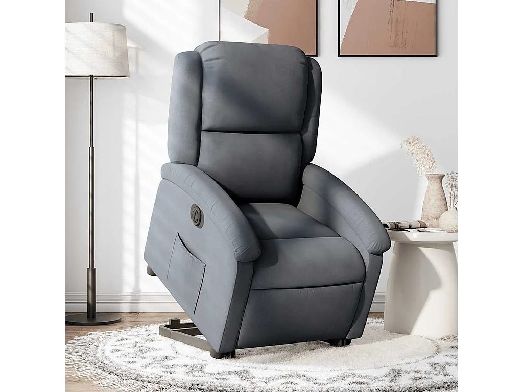 Fauteuil inclinable électrique gris foncé velours