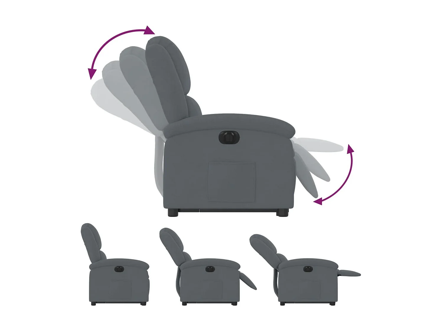Fauteuil inclinable électrique gris foncé velours
