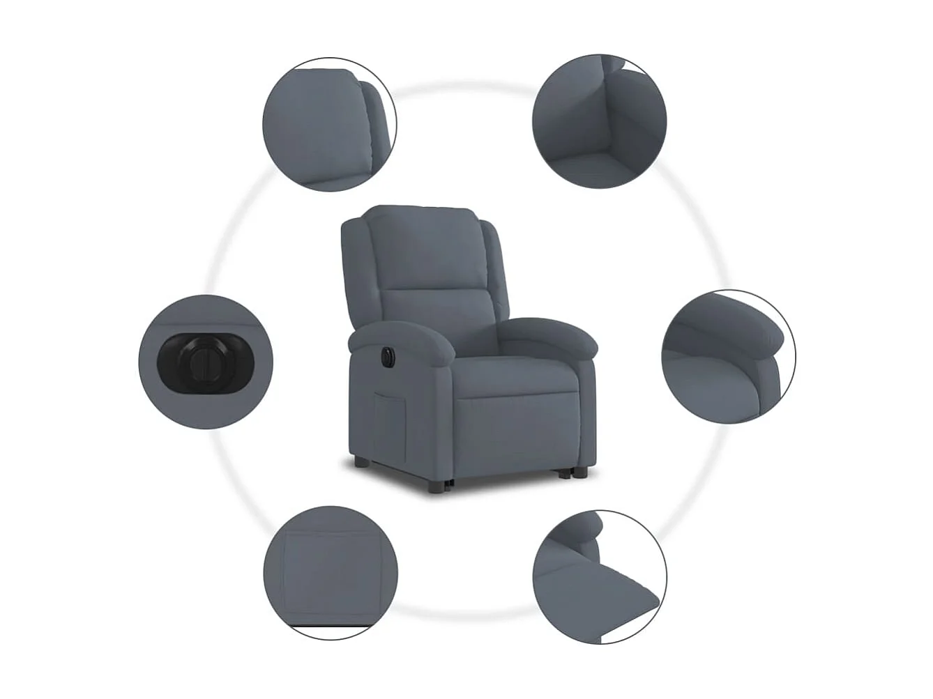 Fauteuil inclinable électrique gris foncé velours