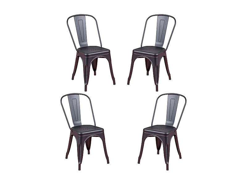 Set van 4 stapelbare metalen stoelen - Bistro - Zwart
