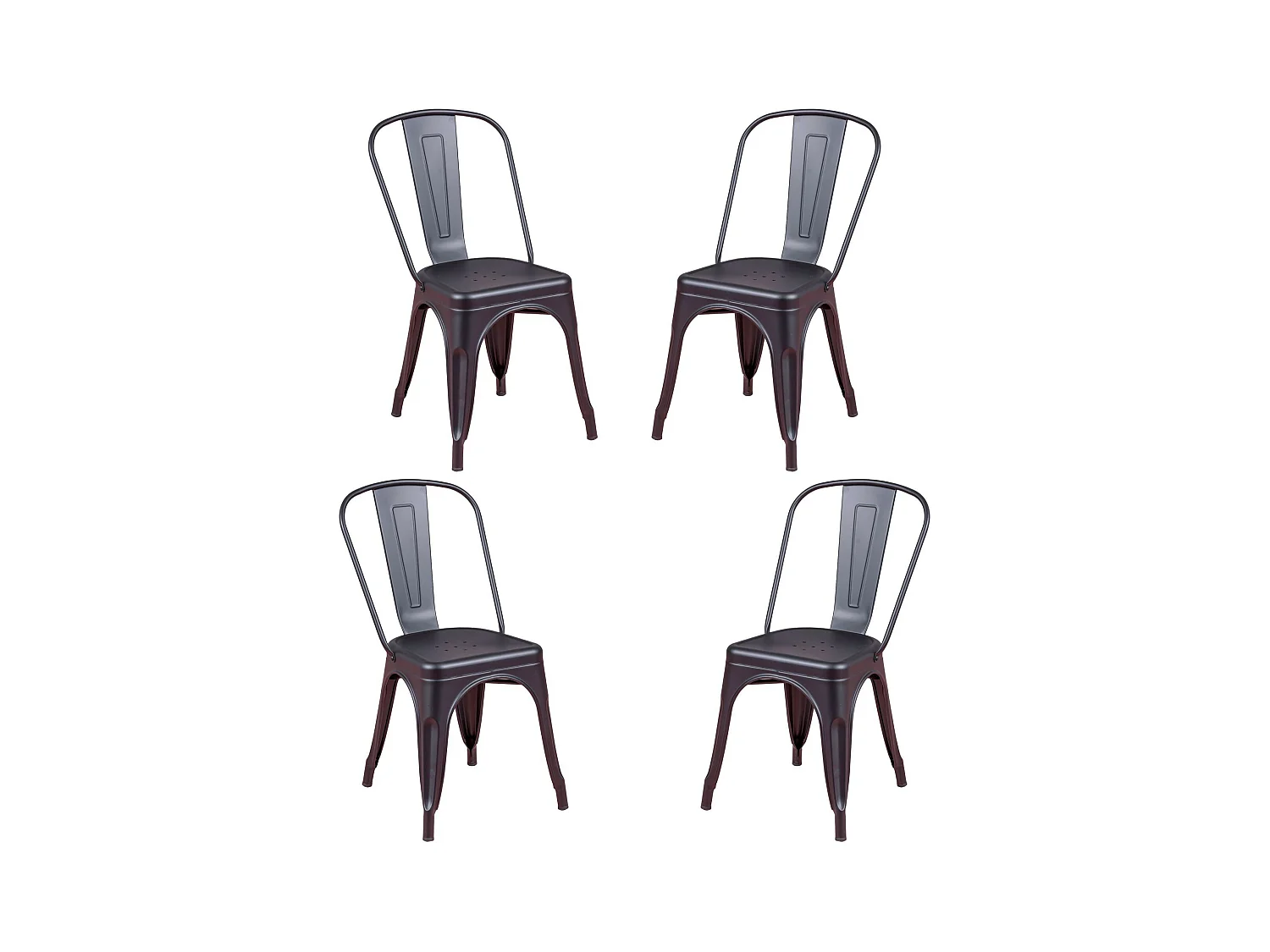 Pack de 4 chaises empilables en métal - Bistro - Noir