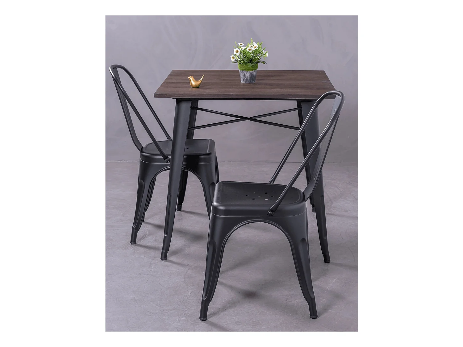 Set van 4 stapelbare metalen stoelen - Bistro - Zwart