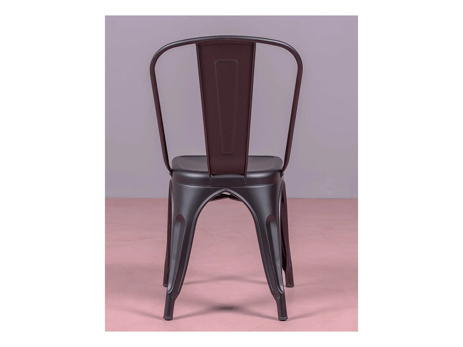 Set van 4 stapelbare metalen stoelen - Bistro - Zwart